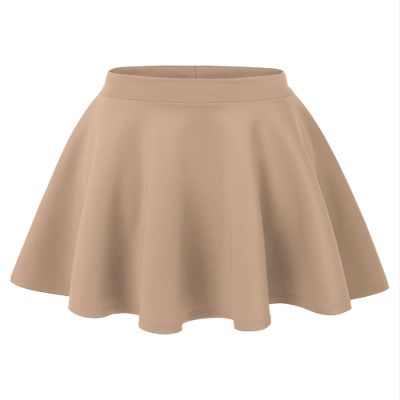 MBJ WB211 Women's Basic Versatile Stretchy Flared Skater Skirt for Girl M Khaki