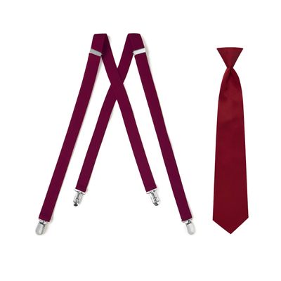 Apple Red Suspender & Neck Tie Boxed Set