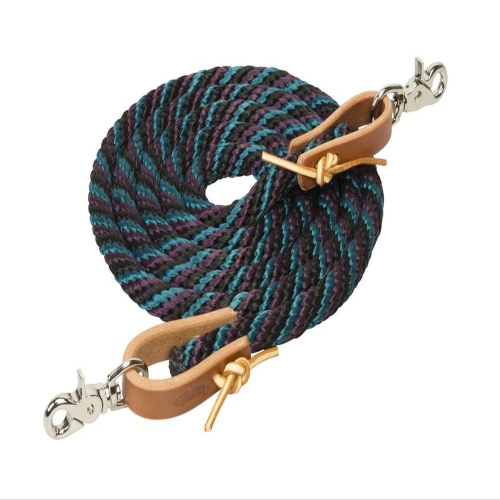 Weaver Leather Poly Roper Rein, Black/Plum/Teal, 5/8" x 8'