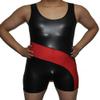 Cedir Men's Leather Like From Left Splice Vest Sports Leotard Wrestling Singlet Bodysuit L Black&Red view 1