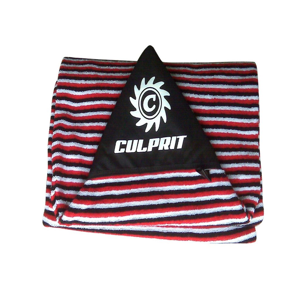 Culprit Surf Protective Pocket 7ft 6in Surfboard Sock - Red Black White Striped - 7'6"