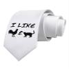 TOOLOUD I Like Rooster & Cat Silhouette Printed White Neck Tie view 1