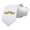TOOLOUD Big Gold Blonde Mustache Printed White Neck Tie view 1