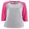 LAT-Ladies' Fine Jersey Baseball T-Shirt-3530-LG-Vntge Hthr- Vntge Hot Pink view 1