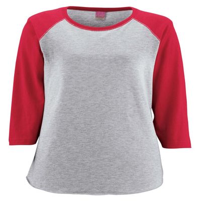 LAT-Ladies' Fine Jersey Baseball T-Shirt-3530-LG-Vntge Hthr- Vntge Red