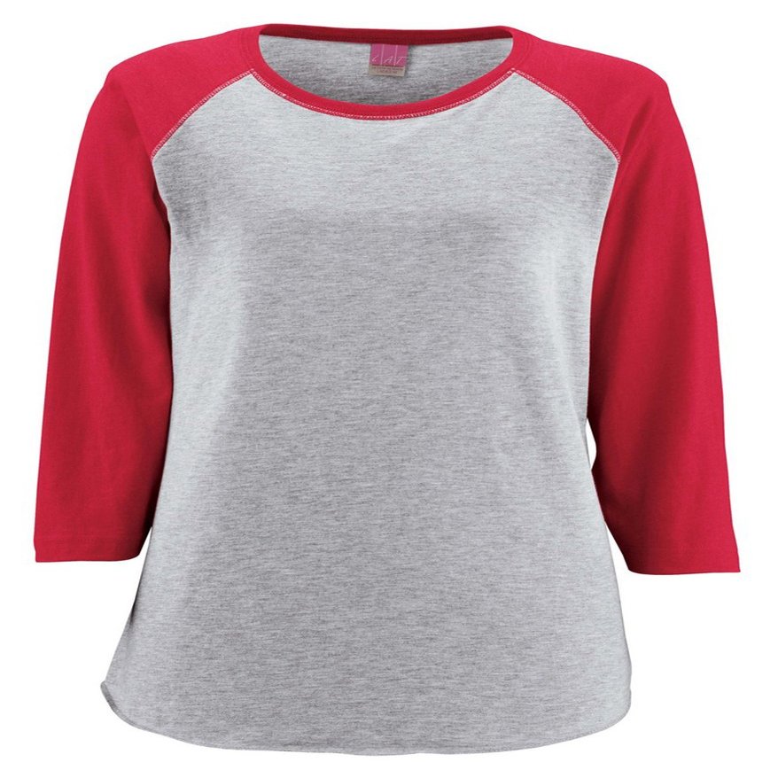 LAT-Ladies' Fine Jersey Baseball T-Shirt-3530-LG-Vntge Hthr- Vntge Red