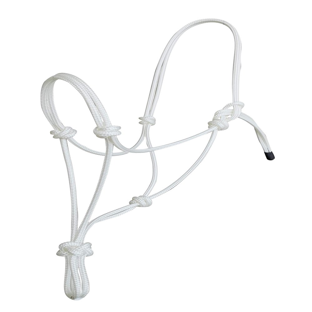 Horse Rope Halters - 11 Sizes - Miniature, Foal, Weanling, Pony, Cob/Arab, Horse, Warmblood, Draft & Custom (Draft, White)
