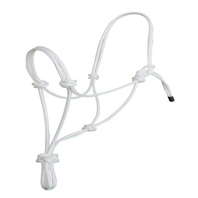 Hunters Saddlery Horse Rope Halters - 11 Sizes - Miniature, Foal, Weanling, Pony, Cob/Arab, Horse, Warmblood, Draft & Custom (Warmblood, White)
