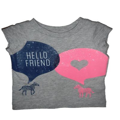 Carter's Girls' Graphic Tee (3 Months, Grey/Hello Friend)