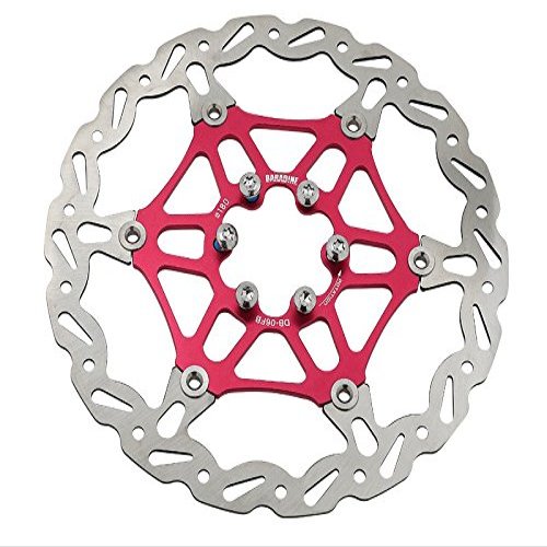 Baradine Light Weight Colorful Bike Floating Disc Brake Rotor 180mm 6-Bolt Color Red