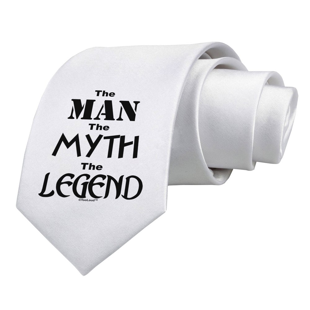 TOOLOUD The Man The Myth The Legend Printed White Neck Tie