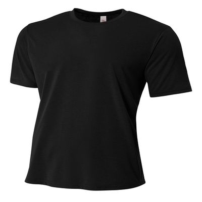 A4 Youth Spun Poly Tee, Black, Large