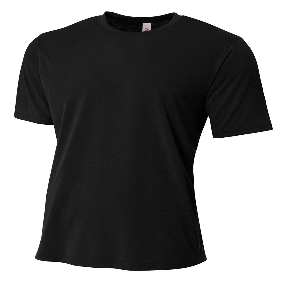 A4 Youth Spun Poly Tee, Black, Large