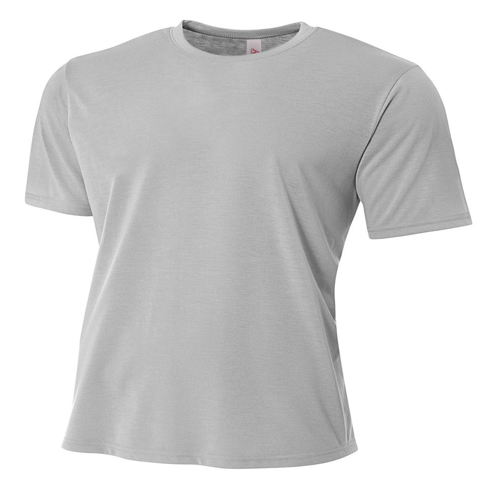 A4 Youth Spun Poly Tee, Silver, X-Large