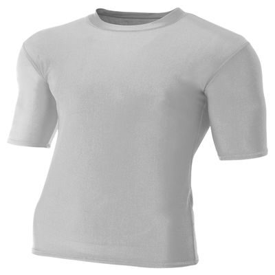 A4 Men's Compression Crew 1/2 Sleeve, Silver, X-Large