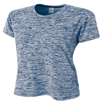 A4 Womens Space Dye Tech Tee, Medium, Navy