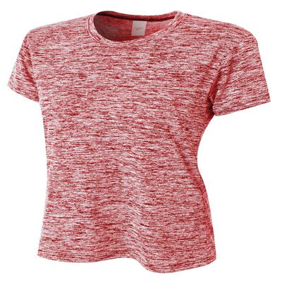 A4 Womens Space Dye Tech Tee, Small, Scarlet