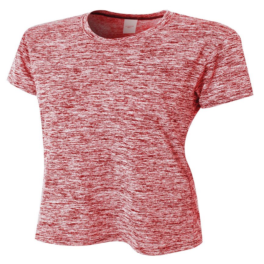 A4 Womens Space Dye Tech Tee, Small, Scarlet