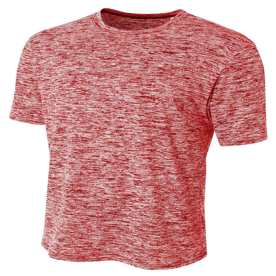 A4 Mens Space Dye Tech Tee, Small, Scarlet