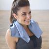 Shandali Hot Yoga GoSweat Microfiber Hand Towel in Super Absorbent Premium Placid Blue Suede for Bikram, Pilates, Gym, and Outdoor Sports. 16 x 26.5 inches. view 2