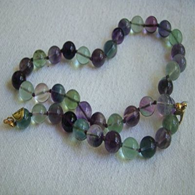 Fllo7514 Rainbor Fluorite Gemmy Round Beads Necklace