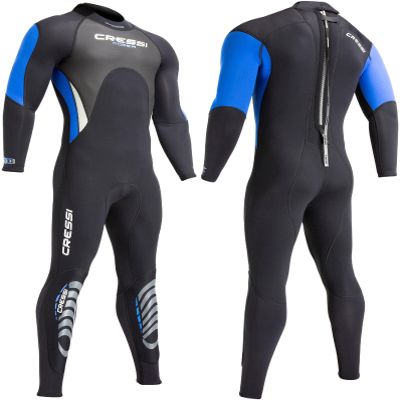 Cressi Morea 3 mm Man Monopiece Wetsuits, Black/Blue, XL
