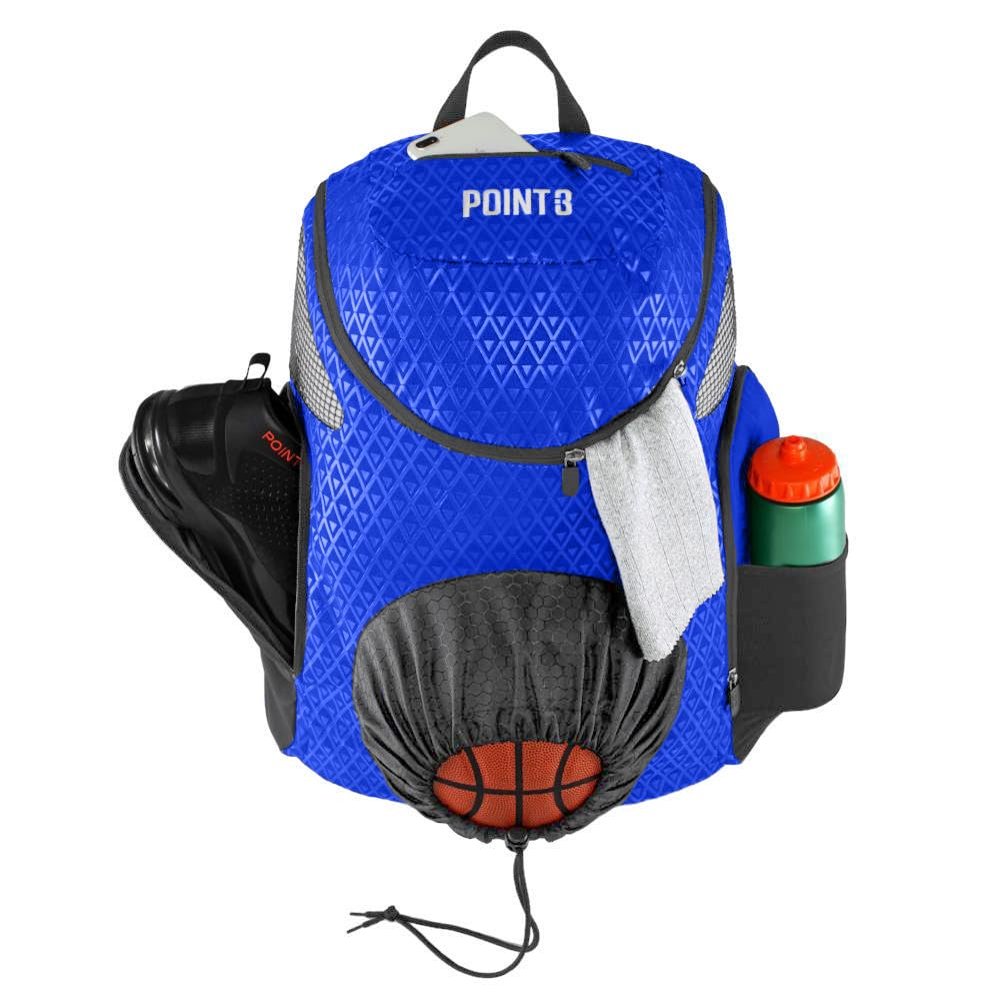 Point 3 Road Trip 2.0 Backpack Basketball Backpack with Drawstrong Closure | Ventilated Mesh Shoe Pocket Compartment | Blue