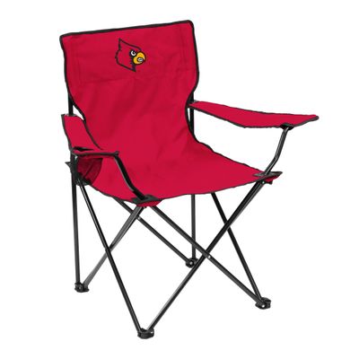 Logo Brands NCAA Louisville Cardinals Portable Quad Chair  Powder-Coated Steel Folding Tailgate Chair with Armrests, Built-In Cup - Includes Carry Bag, Great For Outdoor Events & Tailgates