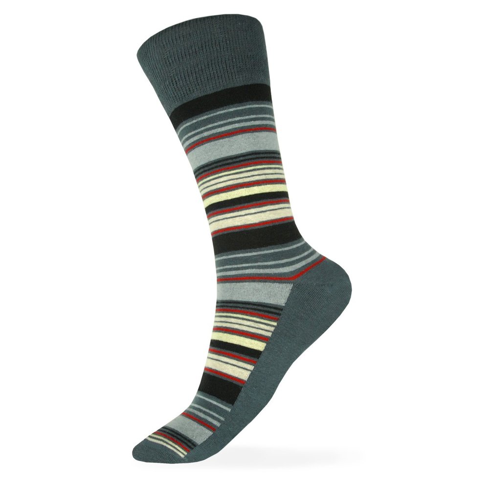 Tuxedo Park Grey, Black, Silver, Yellow, Beige & Red Striped Sock