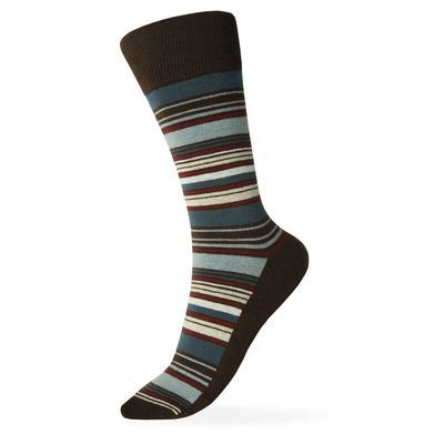 Tuxedo Park Brown, Charcoal, Silver, White, Beige & Apple Red Striped Sock