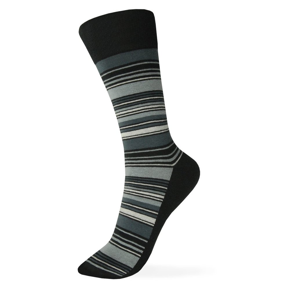 Tuxedo Park Black, Charcoal, Silver & White Striped Sock