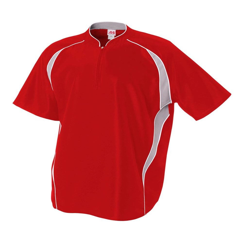 Adult 2XL Red/White 1/4 Zip Baseball/Softball Jacket