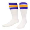 TCK Retro 3 Stripe Tube Socks (Purple/Gold, Medium) view 1