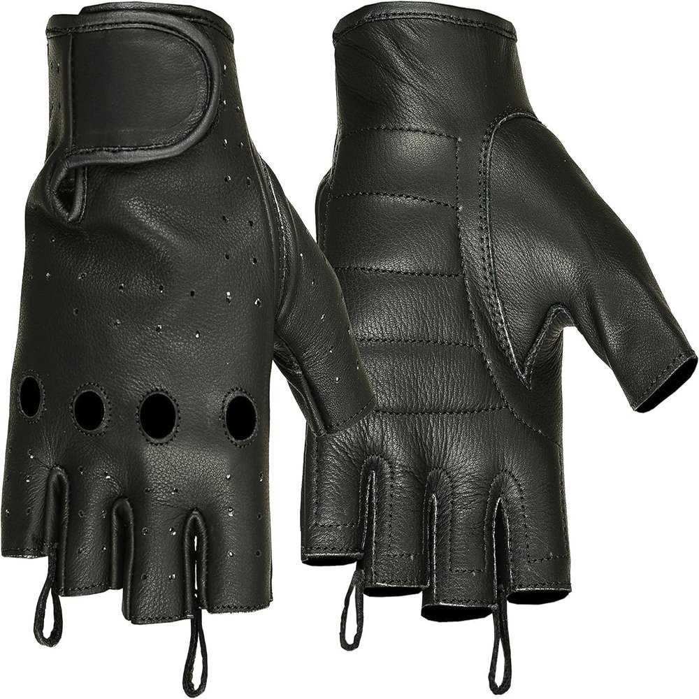 Ladies Deerskin Perforated Fingerless Glove (X-Large, Black)