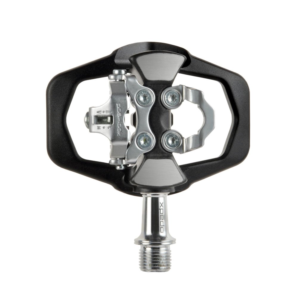 XPEDO TRVS Duo Bicycling Pedals | Hybrid SPD Clipless & Flat Platform, 6061 Forged Aluminum Body, Cromoly Spindle, 3 Sealed Bearings | Black
