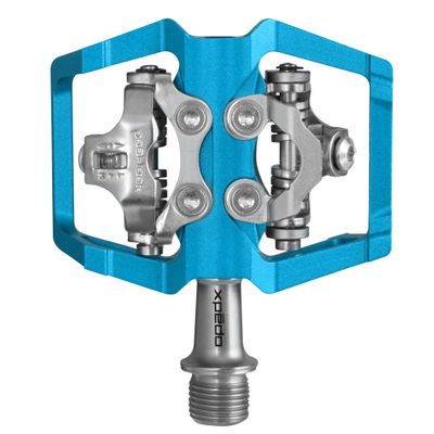 XPEDO Baldwin Clipless Bicycling Pedals | Dual-Sided Platform, 6061 CNC Aluminum Body, Posi-Lock Retention, 6 Float, SPD Compatible, Cromoly Spindle | Blue