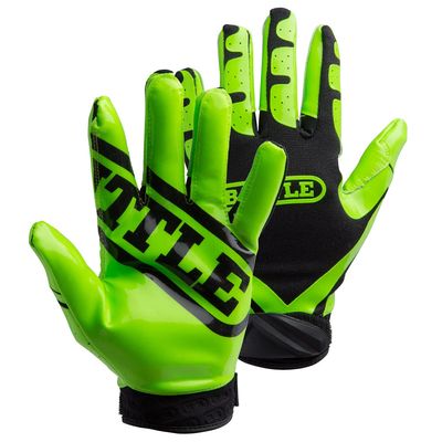 Battle Sports Ultra-Stick Wide Receiver Football Gloves - Adult & Youth Football Gloves - Adult 2X-Large, Neon Green/Black