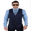 AZAR MAN Men's Slim Fit Dress Suit Vest 5 Button Adjustable Satin Back 44 Chest (Large/XLarge), Solid Navy view 1