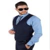 AZAR MAN Men's Slim Fit Dress Suit Vest 5 Button Adjustable Satin Back 44 Chest (Large/XLarge), Solid Navy view 2