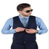 AZAR MAN Men's Slim Fit Dress Suit Vest 5 Button Adjustable Satin Back 44 Chest (Large/XLarge), Solid Navy view 3