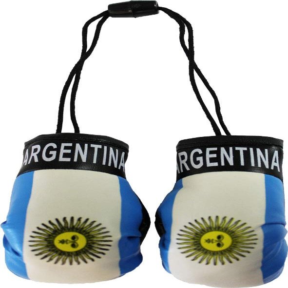 Argentina - Novelty Mini Boxing Gloves with Black Snap Connection