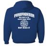 Tee Hunt Firefighter My Job is to Save Your Ass Hoodie Funny FD Hooded Unisex Pullover Royal Blue X-Large view 1