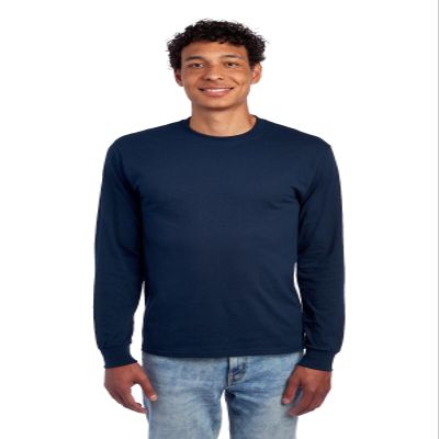 Jerzees Men's Dri-Power Cotton Blend Long Sleeve Tees, Moisture Wicking, Odor Protection, UPF 30+, Sizes S-3X, Navy, Small