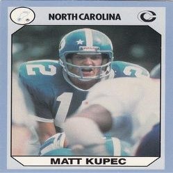 Autograph Warehouse Matt Kupec Football Card (North Carolina) 1990 Collegiate Collection No.17