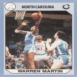 Autograph Warehouse Warren Martin Basketball Card (North Carolina) 1990 Collegiate Collection No.48