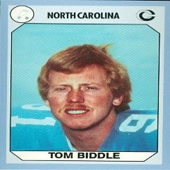 Autograph Warehouse Tom Biddle Football Card (North Carolina) 1990 Collegiate Collection No.60