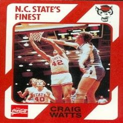 Autograph Warehouse Craig Watts Basketball Card (N.C. North Carolina State) 1989 Collegiate Collection No.129