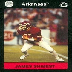Autograph Warehouse James Shibest Football Card (Arkansas) 1991 Collegiate Collection No.56