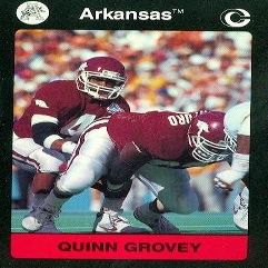 Sports Memorabilia Quinn Grovey Football Card (Arkansas) 1991 Collegiate Collection No.92