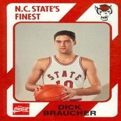 Autograph Warehouse Dick Braucher Basketball Card (N.C. North Carolina State) 1989 Collegiate Collection No.24